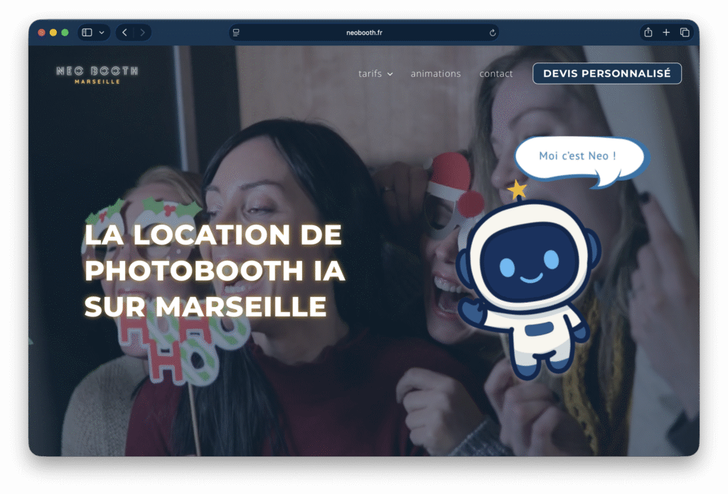Site web de Neo Booth, location de photobooth à Marseille